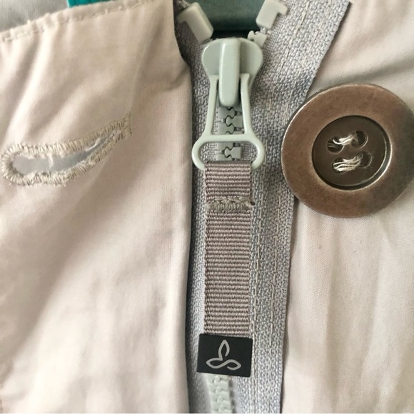 PrAna Gray and Teal Abby Lightweight Hooded Windbreaker Rain Jacket Size Medium - Picture 8 of 15